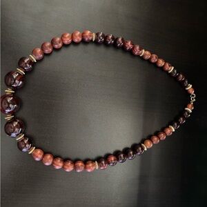 Vintage Elegant Maroon/Brown Beaded Necklace- 25”